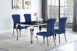 Coaster Carone 61" Rectangular Dining Set Black and Chrome Blue