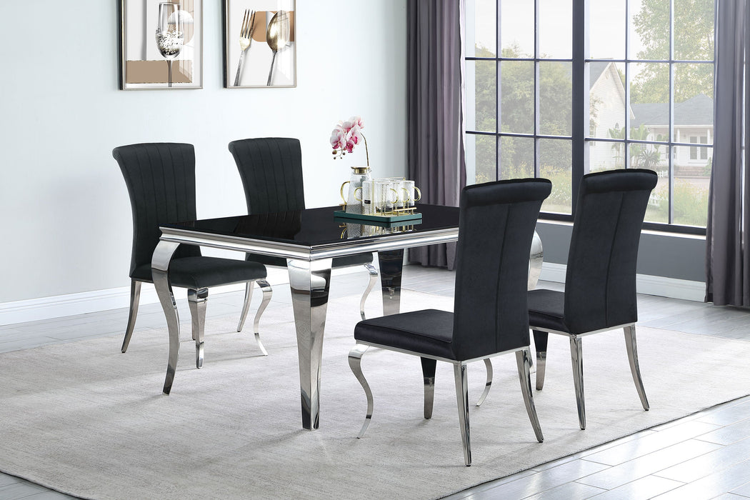 Coaster Carone 61" Rectangular Dining Set Black and Chrome Black