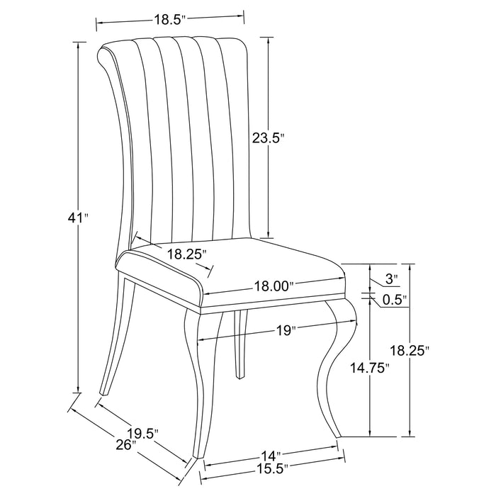 Coaster Betty Upholstered Side Chairs Black and Chrome (Set of 4) Default Title