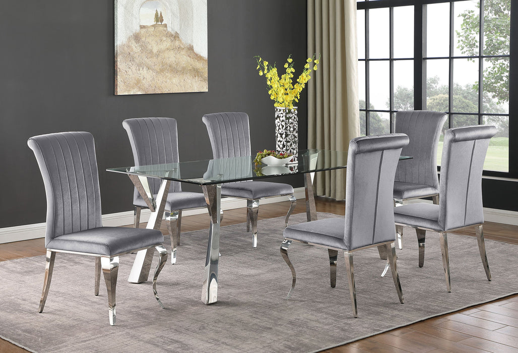 Coaster Betty Upholstered Side Chairs Grey and Chrome (Set of 4) Default Title