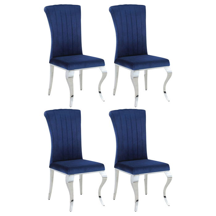 Coaster Betty Upholstered Side Chairs Ink Blue and Chrome (Set of 4) Default Title