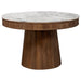 Coaster Ortega Round Marble Top Solid Base Dining Table White and Natural Default Title