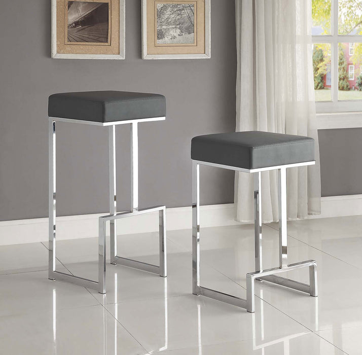 Coaster Gervase Square Bar Stool Grey and Chrome Counter Height