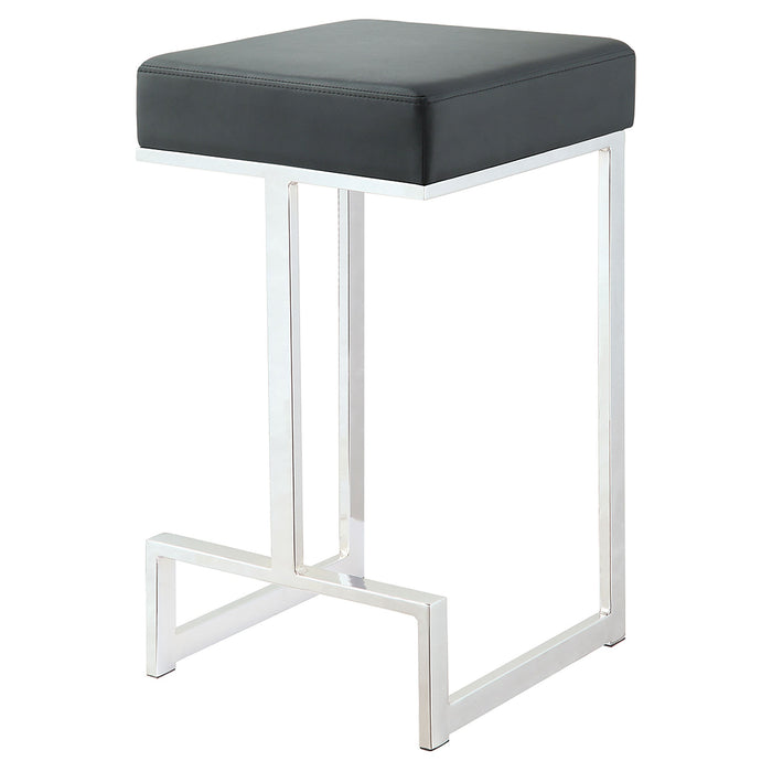 Coaster Gervase Square Bar Stool Black and Chrome Counter Height