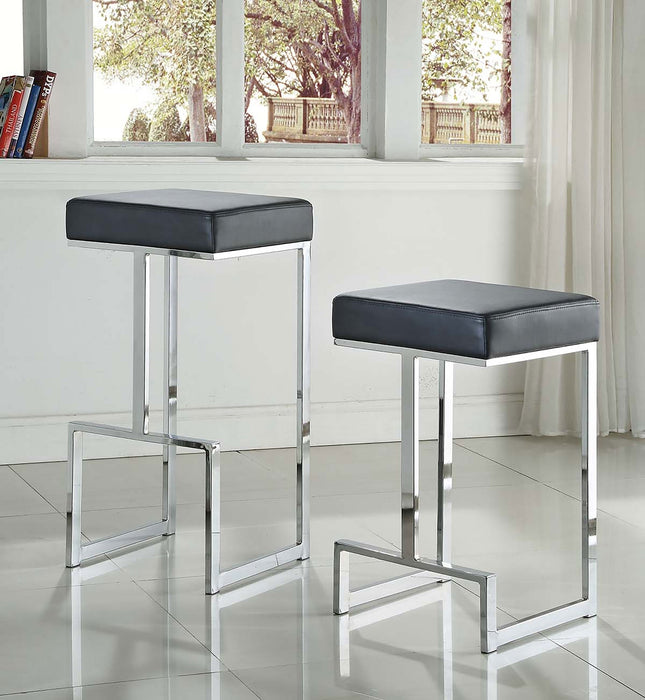 Coaster Gervase Square Bar Stool Black and Chrome Counter Height