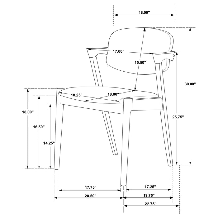 Coaster Malone Dining Side Chairs Brown and Dark Walnut (Set of 2) Default Title