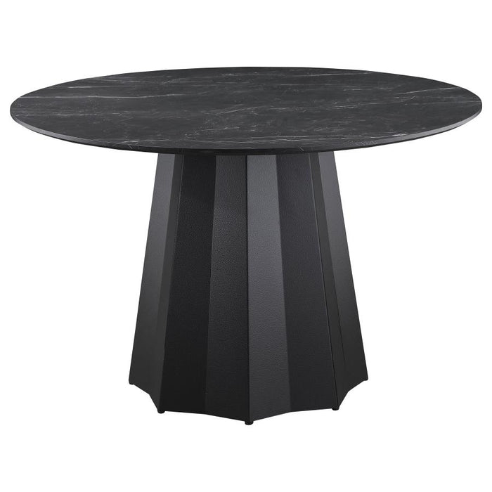 Camden 5-piece Round Faux Marble Top Dining Table Set Black