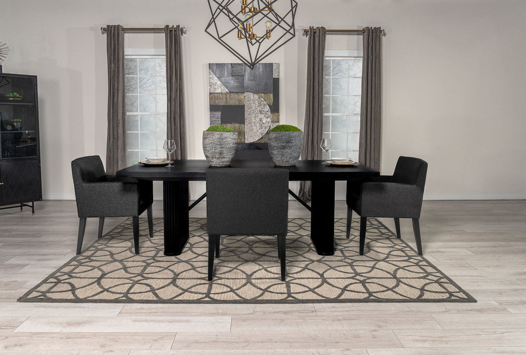 Coaster Catherine Double Pedestal Dining Table Set Charcoal Grey and Black Set of 7