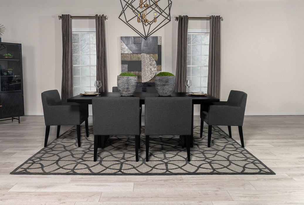 Coaster Catherine Double Pedestal Dining Table Set Charcoal Grey and Black Set of 7