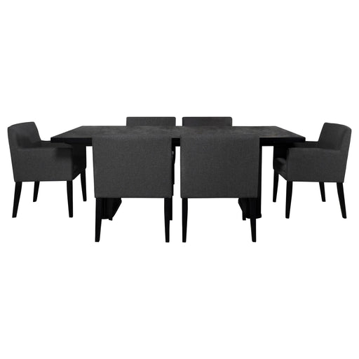 Coaster Catherine Double Pedestal Dining Table Set Charcoal Grey and Black Set of 7