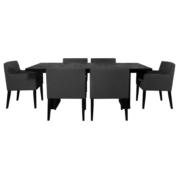 Coaster Catherine Double Pedestal Dining Table Set Charcoal Grey and Black Set of 7