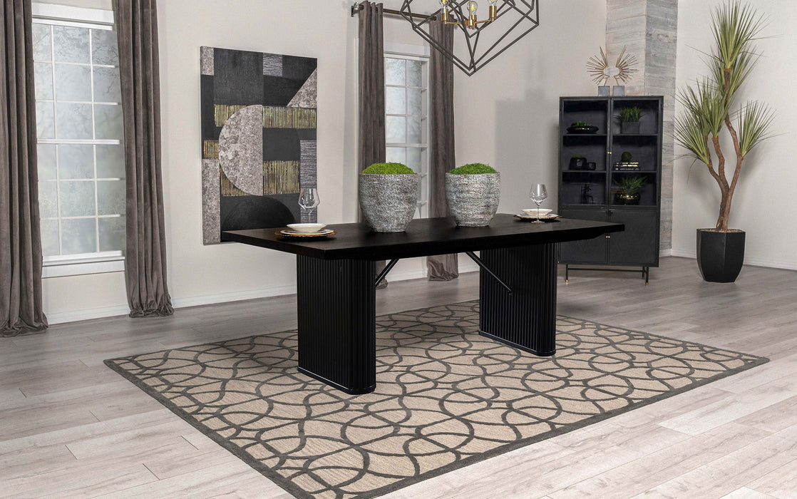 Coaster Catherine Rectangular Double Pedestal Dining Table Black Default Title