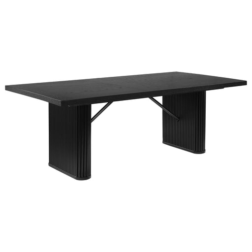 Coaster Catherine Rectangular Double Pedestal Dining Table Black Default Title