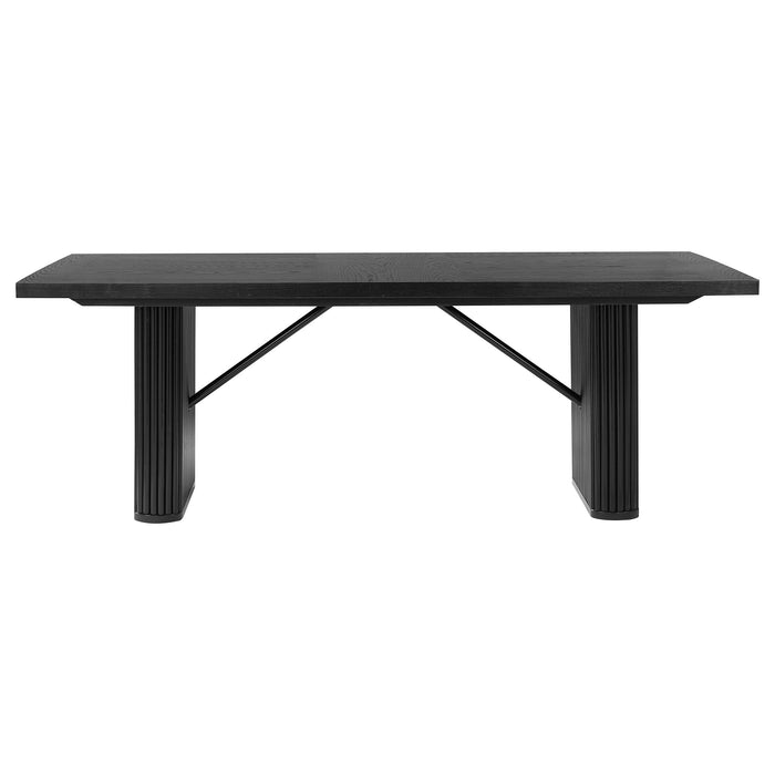 Coaster Catherine Rectangular Double Pedestal Dining Table Black Default Title