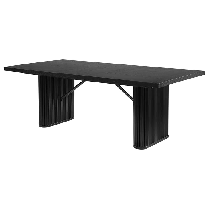 Coaster Catherine Rectangular Double Pedestal Dining Table Black Default Title