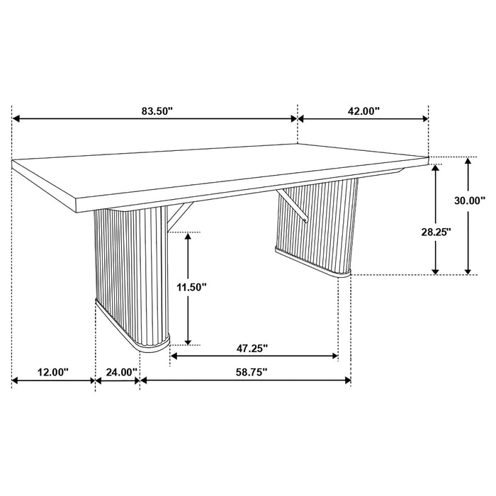 Coaster Catherine Rectangular Double Pedestal Dining Table Black Default Title