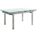 Coaster Wexford Glass Top Dining Table with Extension Leaves Chrome Default Title