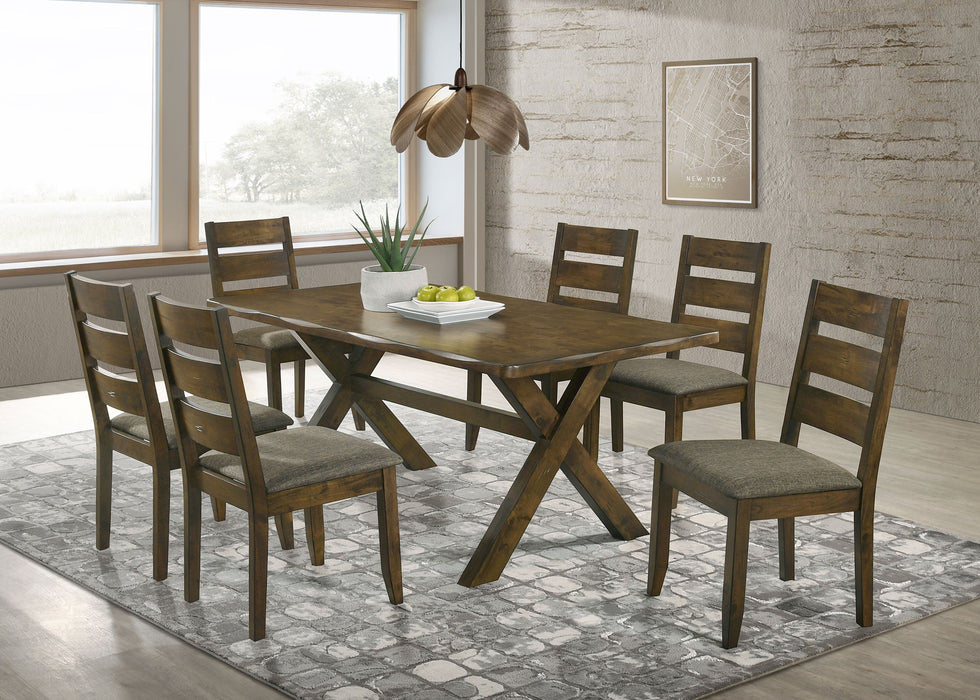 Coaster Alston Dining Room Set Knotty Nutmeg and Brown Set of 7