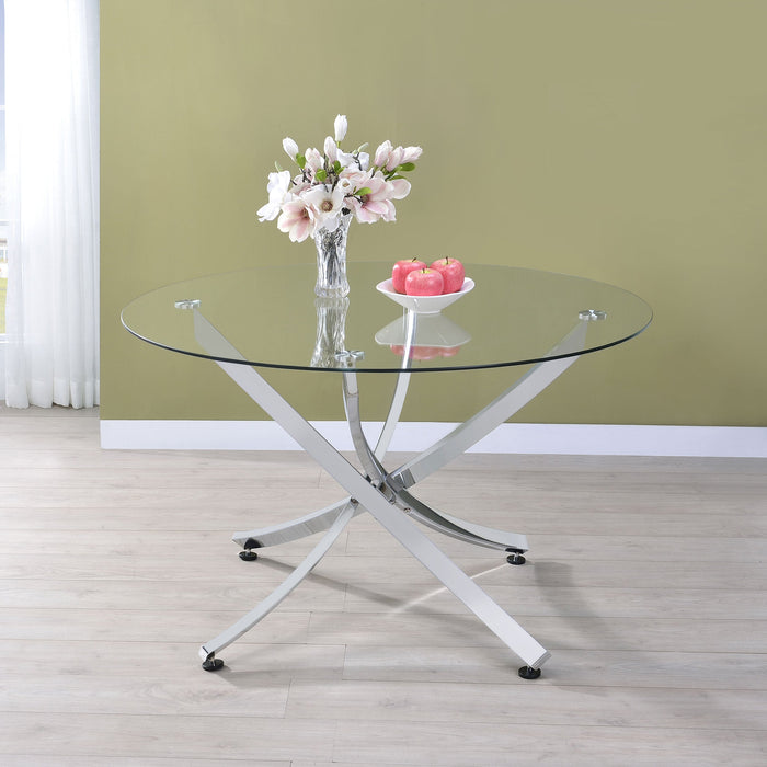 Coaster Beckham Round Dining Table Chrome and Clear Default Title