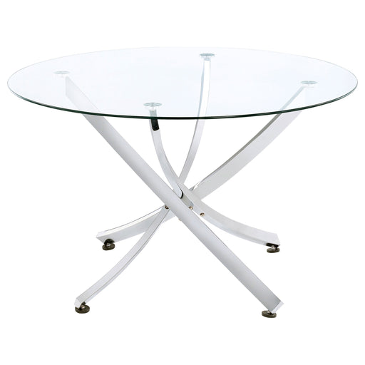 Coaster Beckham Round Dining Table Chrome and Clear Default Title