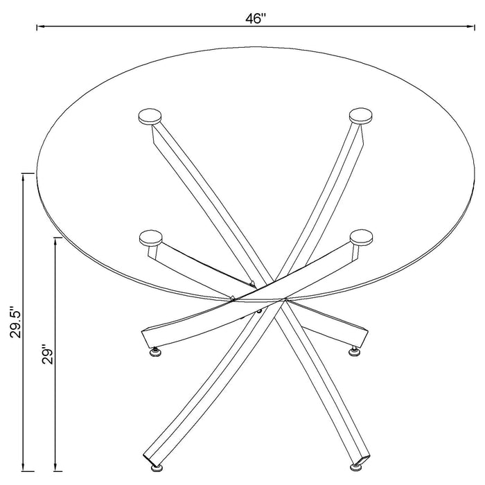 Coaster Beckham Round Dining Table Chrome and Clear Default Title