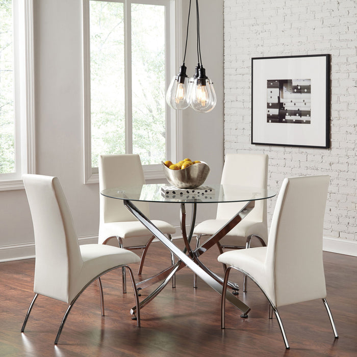 Coaster Beckham Round Dining Table Chrome and Clear Default Title