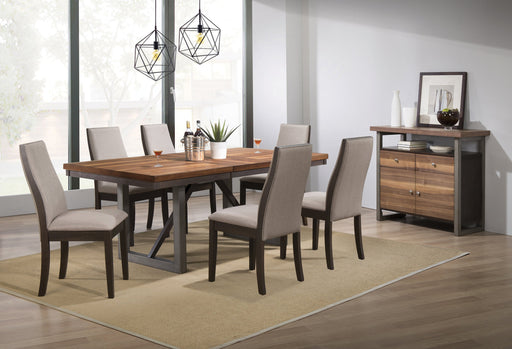 Coaster Spring Creek Dining Room Set Natural Walnut and Chocolate Brown Set of 7