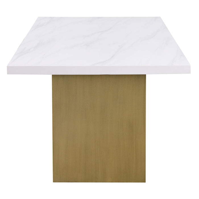 Coaster Carla Rectangular Dining Table with Cultured Carrara Marble Top White and Gold Default Title