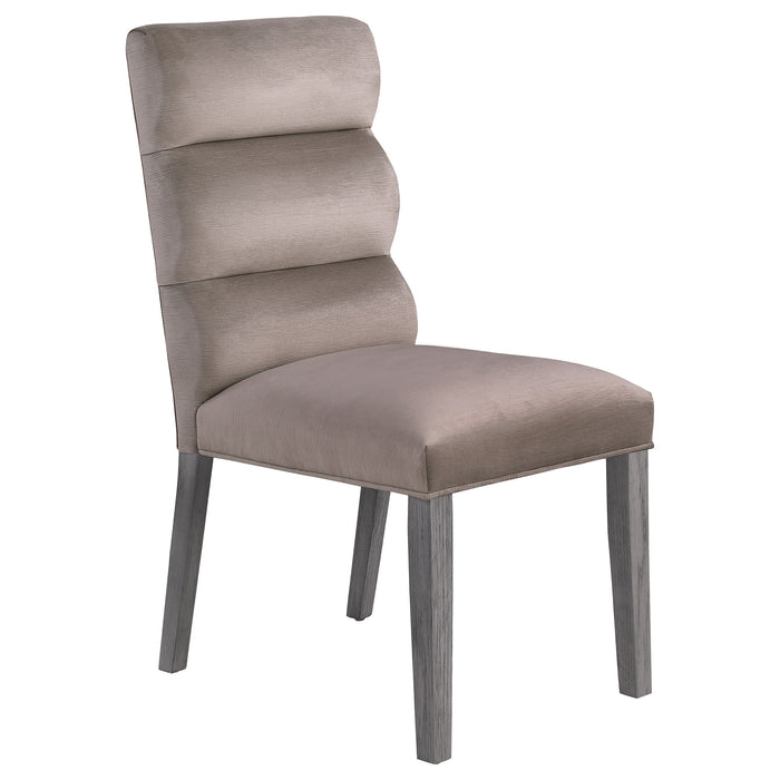 Coaster Carla Upholstered Dining Side Chair Stone (Set of 2) Grey