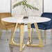 Coaster Gwynn Round Dining Table with Marble Top and Stainless Steel Base White and Gold Default Title