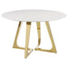 Coaster Gwynn Round Dining Table with Marble Top and Stainless Steel Base White and Gold Default Title