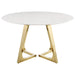 Coaster Gwynn Round Dining Table with Marble Top and Stainless Steel Base White and Gold Default Title