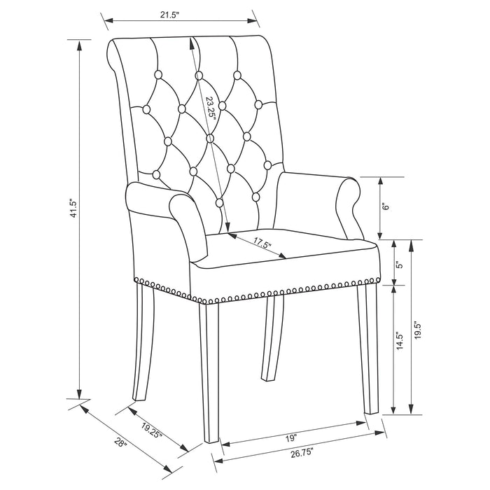 Coaster Alana Upholstered Arm Chair Beige and Smokey Black Default Title