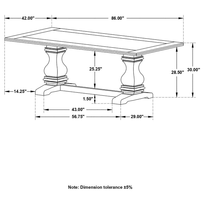 Coaster Parkins Double Pedestals Dining Table Rustic Espresso Default Title