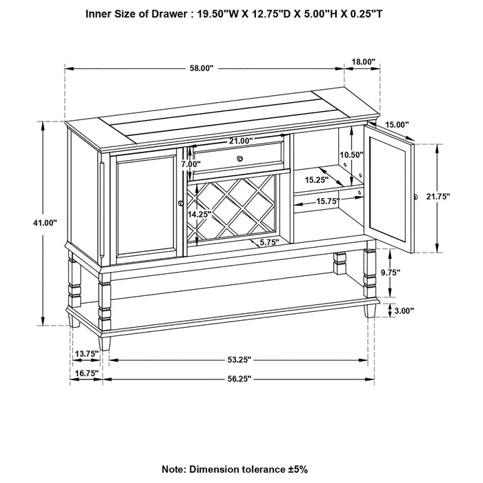 Coaster Parkins Server with Lower Shelf Rustic Espresso Default Title