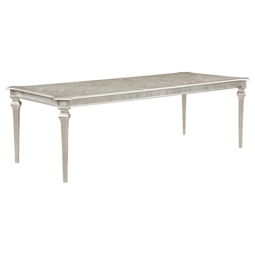 Coaster Evangeline Rectangular Dining Table with Extension Leaf Silver Oak Default Title