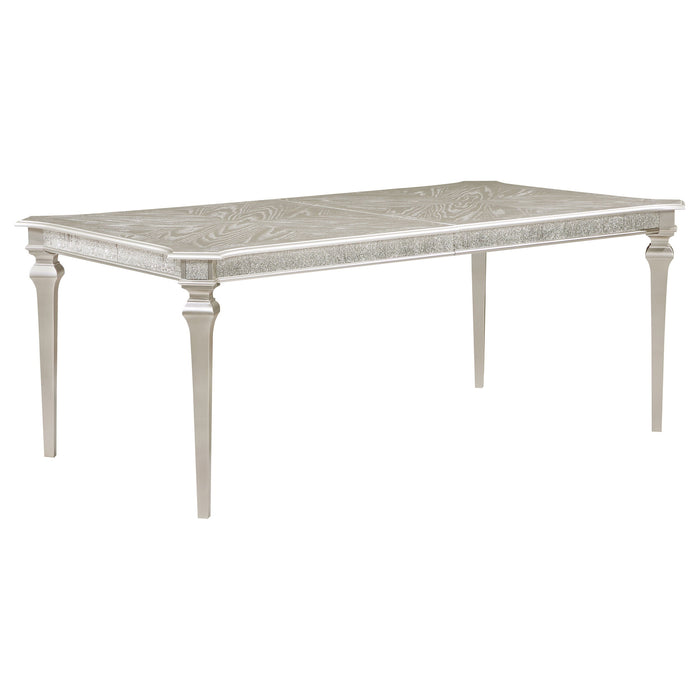 Coaster Evangeline Rectangular Dining Table with Extension Leaf Silver Oak Default Title