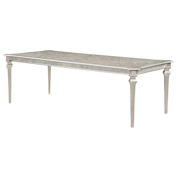 Coaster Evangeline Rectangular Dining Table with Extension Leaf Silver Oak Default Title