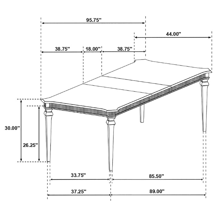 Coaster Evangeline Rectangular Dining Table with Extension Leaf Silver Oak Default Title