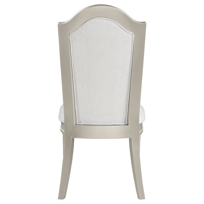 Coaster Evangeline Upholstered Dining Side Chair with Faux Diamond Trim Ivory and Silver Oak (Set of 2) Default Title