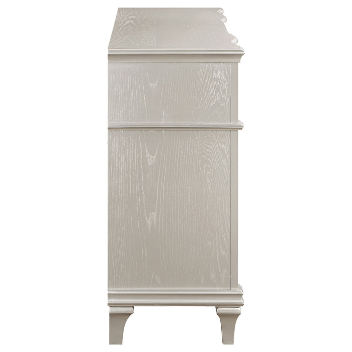 Coaster Evangeline 4-drawer Sideboard Server with Faux Diamond Trim Silver Oak Default Title