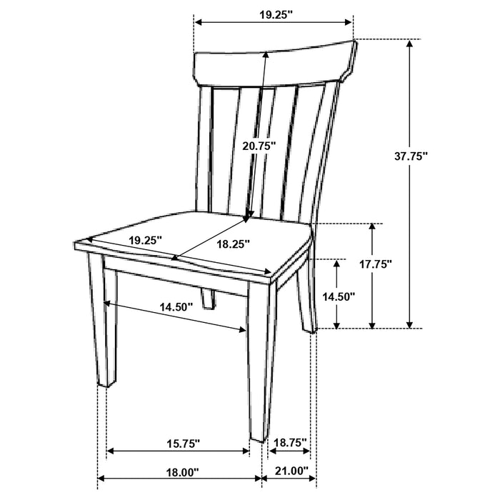 Coaster Reynolds Slat Back Dining Side Chair Brown Oak (Set of 2) Default Title