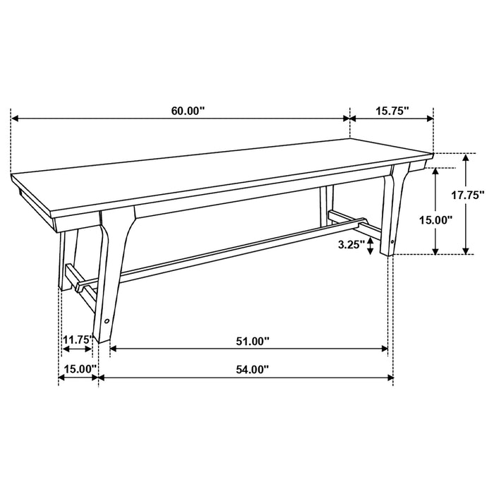 Coaster Reynolds Rectangular Trestle Base Dining Bench Brown Oak Default Title