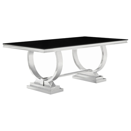 Coaster Antoine Rectangular Dining Table Chrome and Black Default Title