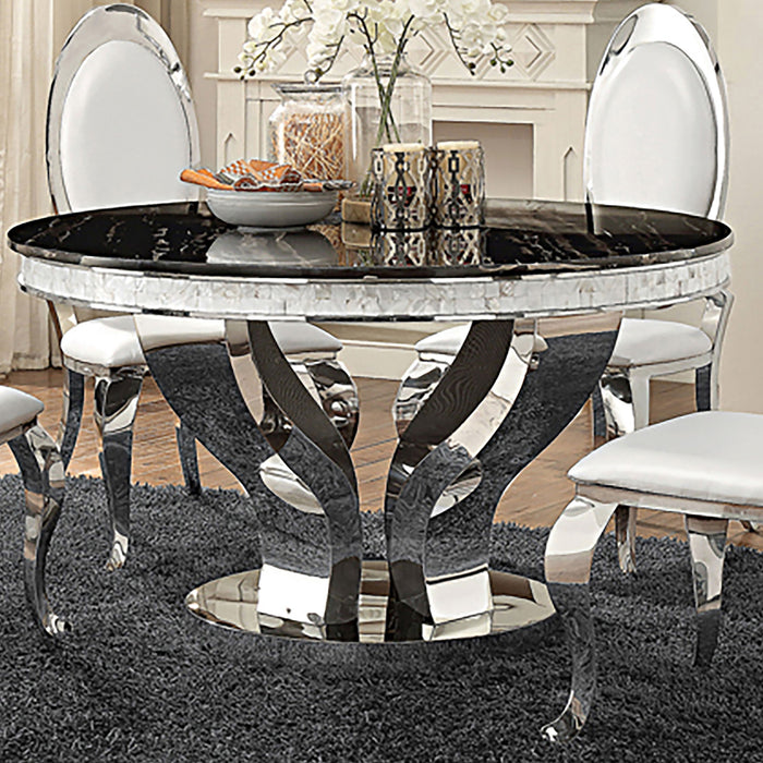 Coaster Anchorage Round Dining Table Chrome and Black Default Title