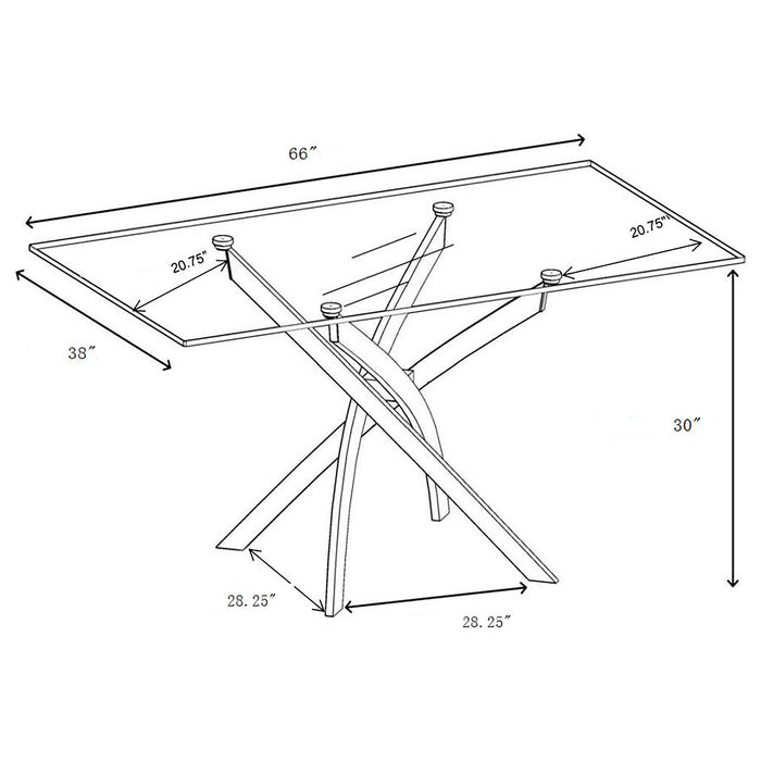 Coaster Carmelo Rectangular Dining Set Chrome and Black Default Title