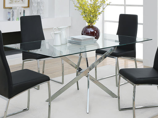 Coaster Carmelo X-shaped Dining Table Chrome and Clear Default Title