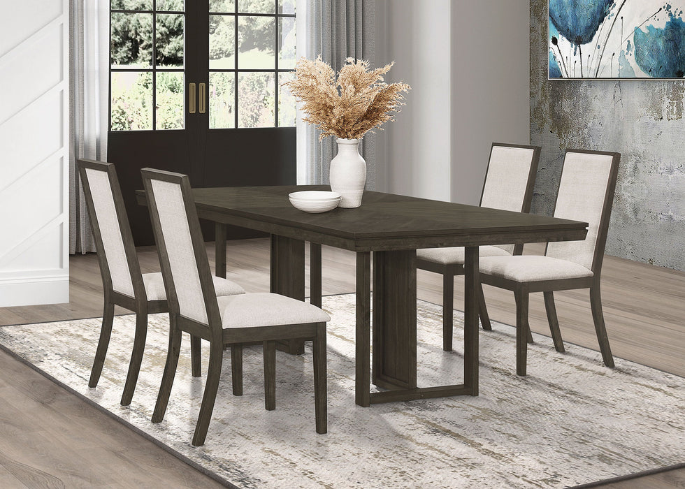 Coaster Kelly Rectangular Dining Table Set Beige and Dark Grey Set of 9