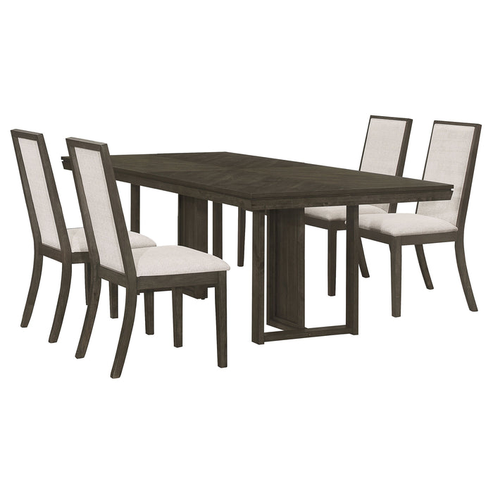 Coaster Kelly Rectangular Dining Table Set Beige and Dark Grey Set of 5