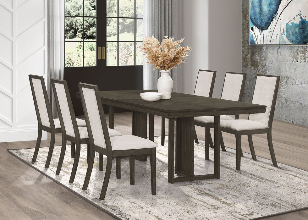 Coaster Kelly Rectangular Dining Table Set Beige and Dark Grey Set of 9